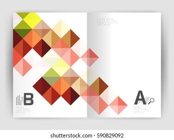 Minimalistic square brochure or leaflet business template, abstract background