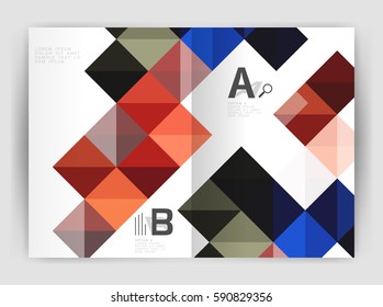 Minimalistic square brochure or leaflet business template, abstract background
