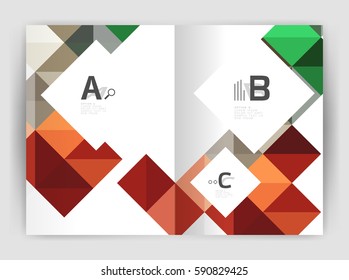 Minimalistic square brochure or leaflet business template, abstract background