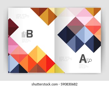 Minimalistic square brochure or leaflet business template, abstract background