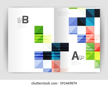 Minimalistic square brochure or leaflet business template, abstract background