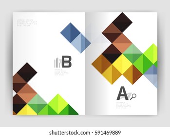 Minimalistic square brochure or leaflet business template, abstract background