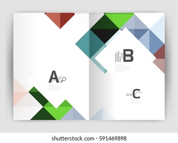 Minimalistic square brochure or leaflet business template, abstract background