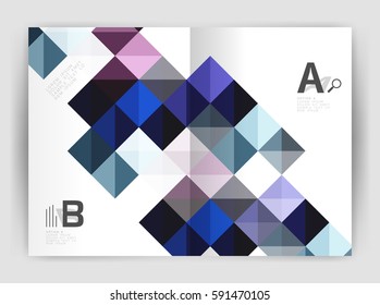 Minimalistic square brochure or leaflet business template, abstract background