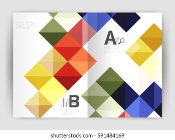 Minimalistic square brochure or leaflet business template, abstract background