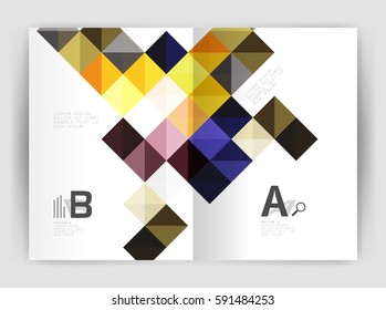 Minimalistic square brochure or leaflet business template, abstract background
