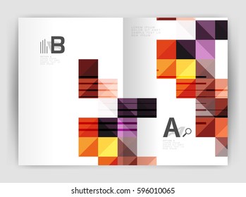 Minimalistic square brochure or leaflet business template, abstract background