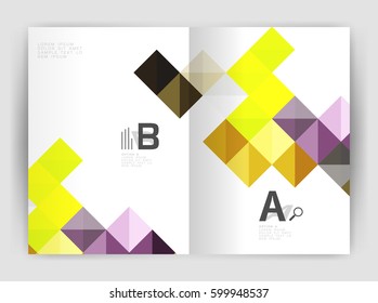Minimalistic square brochure or leaflet business template, abstract background