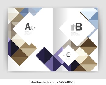 Minimalistic square brochure or leaflet business template, abstract background