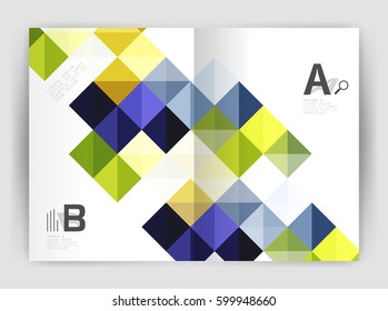 Minimalistic square brochure or leaflet business template, abstract background