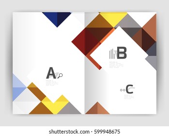 Minimalistic square brochure or leaflet business template, abstract background