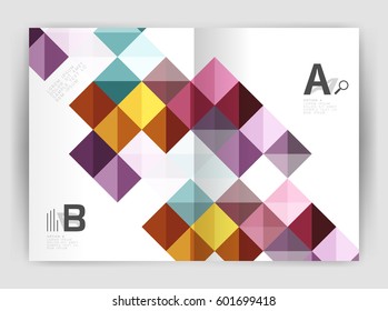 Minimalistic square brochure or leaflet business template, abstract background