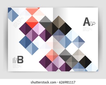 Minimalistic square brochure or leaflet business template, abstract background