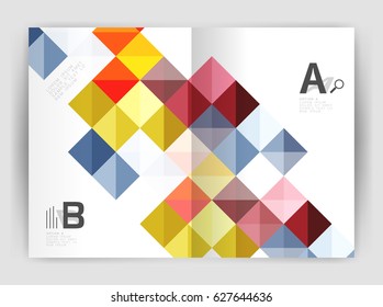 Minimalistic square brochure or leaflet business template, abstract background