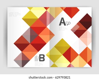 Minimalistic square brochure or leaflet business template, abstract background