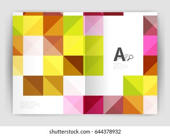 Minimalistic square brochure or leaflet business template, abstract background