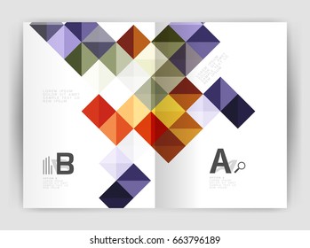 Minimalistic square brochure or leaflet business template, abstract background