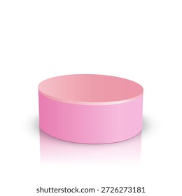 Cena quadrada minimalista com pódio cilíndrico rosa fosco sobre fundo branco limpo. Elegante maquete de exposição de produtos para cosméticos, branding, design de embalagens, publicidade de beleza e apresentações modernas.