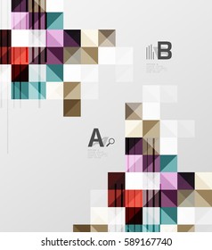 Minimalistic square shapes abstract background. Vector template background for print workflow layout, diagram, number options or web design banner