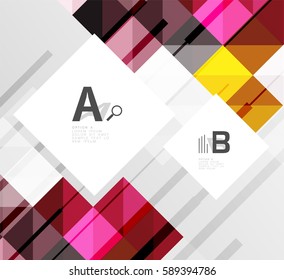 El cuadrado minimalista forma el fondo abstracto. Fondo de plantilla de vector para diseño de flujo de trabajo de impresión, diagrama, opciones de número o banner de diseño web