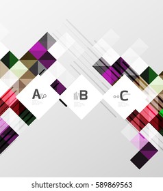 El cuadrado minimalista forma el fondo abstracto. Fondo de plantilla de vector para diseño de flujo de trabajo de impresión, diagrama, opciones de número o banner de diseño web