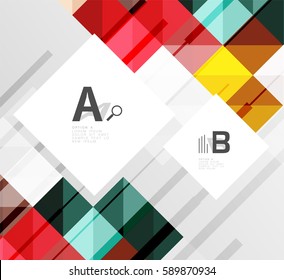 Plano de fundo abstrato de formas quadradas minimalistas. Plano de fundo de modelo de vetor para layout de fluxo de trabalho de impressão, diagrama, opções de número ou faixa de design da Web