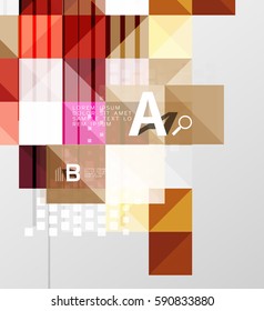 El cuadrado minimalista forma el fondo abstracto. Fondo de plantilla de vector para diseño de flujo de trabajo de impresión, diagrama, opciones de número o banner de diseño web