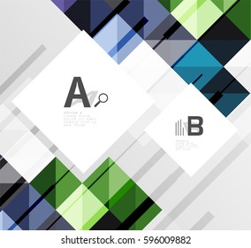 El cuadrado minimalista forma el fondo abstracto. Fondo de plantilla de vector para diseño de flujo de trabajo de impresión, diagrama, opciones de número o banner de diseño web
