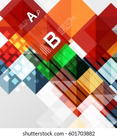 El cuadrado minimalista forma el fondo abstracto. Fondo de plantilla de vector para diseño de flujo de trabajo de impresión, diagrama, opciones de número o banner de diseño web