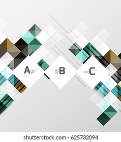 El cuadrado minimalista forma el fondo abstracto. Fondo de plantilla de vector para diseño de flujo de trabajo de impresión, diagrama, opciones de número o banner de diseño web