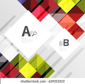 El cuadrado minimalista forma el fondo abstracto. Fondo de plantilla de vector para diseño de flujo de trabajo de impresión, diagrama, opciones de número o banner de diseño web