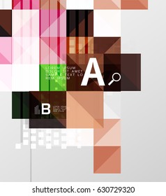 Minimalistische quadratische Formen abstrakter Hintergrund. Vektorgrafik-Vorlagenhintergrund für das Layout, das Diagramm, die Zahlenoptionen oder den Webdesign-Banner