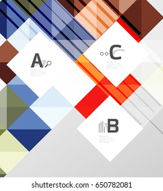 Plano de fundo abstrato de formas quadradas minimalistas. Plano de fundo de modelo de vetor para layout de fluxo de trabalho de impressão, diagrama, opções de número ou faixa de design da Web