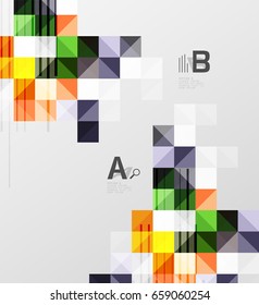 El cuadrado minimalista forma el fondo abstracto. Fondo de plantilla de vector para diseño de flujo de trabajo de impresión, diagrama, opciones de número o banner de diseño web