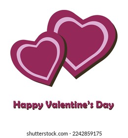 Ilustración de vector cuadrado minimalista con corazones. Efecto de corte de papel, estilo vintage. Adecuado para plantillas de medios sociales, antecedentes, tarjetas de San Valentín, invitaciones, etiquetas, impresiones, etc
