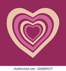 Minimalistic square vector illustration with hearts. Paper cutout effect, vintage style. Suitable for social media templates, background, Valentine's day cards, invitations, tags, prints etc