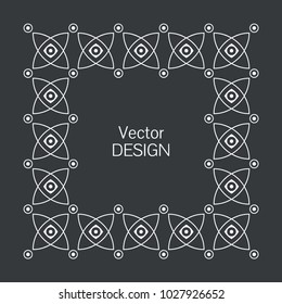 Minimalistic squared frame. Greeting cards. Wedding invitations. Monogram, logo, template, labels, badges. Squared seamless ornament with place for the text.