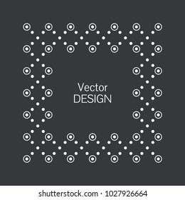 Minimalistic squared frame. Greeting cards. Wedding invitations. Monogram, logo, template, labels, badges. Squared seamless ornament with place for the text.