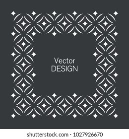 Minimalistic squared frame. Greeting cards. Wedding invitations. Monogram, logo, template, labels, badges. Squared seamless ornament with place for the text.