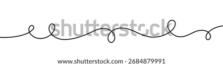 Minimalistic squiggle, loopy line divider vector illustration