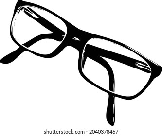 A minimalistic style black frame glasses represents education ,  learning, reading, see , look, eyesight, optical shop, vision.
