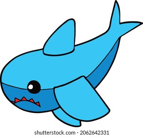 Minimalistic style cute blue shark vector illustration