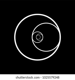 Minimalistic style design. Golden ratio. Geometric shapes. Circles in golden proportion. Futuristic design. Logo. Vector icon. Abstract vector background.