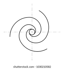 Minimalistic style design. Golden ratio. Geometric shapes. Circles in golden proportion. Futuristic design. Logo. Vector icon. Abstract vector background.