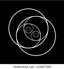 Minimalistic style design. Golden ratio. Geometric shapes. Circles in golden proportion. Futuristic design. Logo. Vector icon. Abstract vector background.
