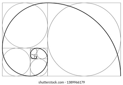 Golden Ratio Geometric Concept Fibonacci Spiral Stock Vector (Royalty ...