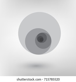 Minimalistic style design. Golden ratio. Geometric shapes.  Circles in golden proportion. Futuristic design.  Logo. Vector icon. Abstract vector background. 