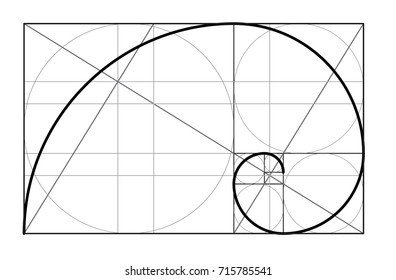 Minimalistic style design. Golden ratio. Geometric shapes.  Circles in golden proportion. Futuristic design.  Logo. Vector icon. Abstract vector background. 