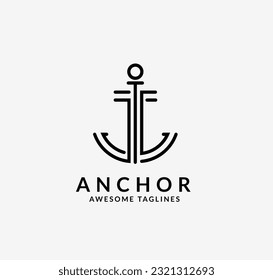 Un diseño de logotipo editable de estilo minimalista con líneas de anclaje con un espacio para etiquetas