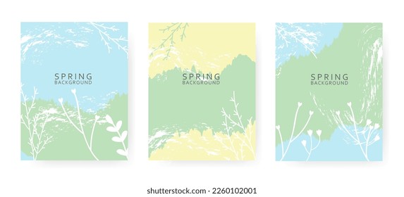 Minimalistic style with floral elements and texture. Editable vector template for card, banner, invitation, social media post, poster, mobile apps, web ads